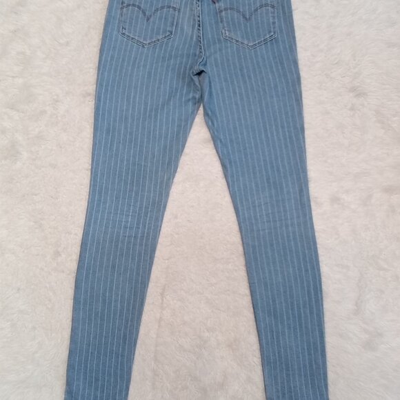 Levi's 721 Woman's Blue Stripes High Rise Skinny Denim Jeans Size: 26 - Picture 10 of 10